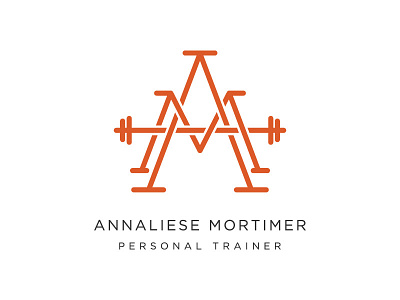 Annaliese Mortimer Logo barbell fitness logo monogram personal trainer trainer