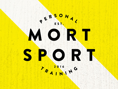 Mort Sport Logo badge identity lockup logo personal training sport stripe yellow