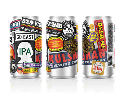 Go East IPA Can aluminum beer beverage brewery can collage ipa mockup stickers vintage