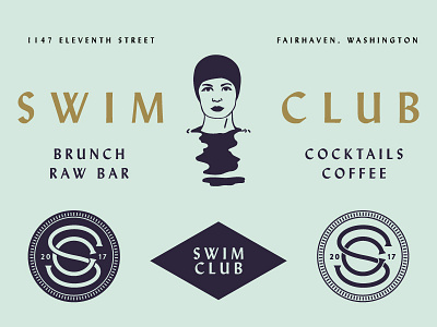 Swim Club No. 1 brand branding illustration lettering logo monogram specimen