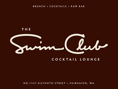 Swim Club No. 2 bar cocktails hand lettering logo restaurant vintage
