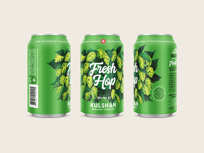 Kulshan Fresh Hop beer bellingham beverage branding brewery can fresh hop green hops illustration ipa packaging
