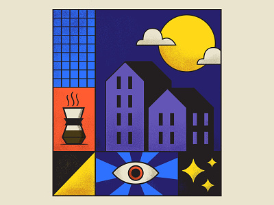Insomnia coffee design eye flat design illustration insomnia ipad pro stipple vector