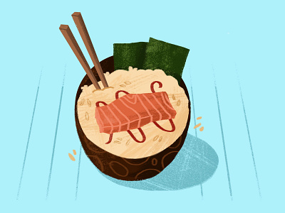 Salmon Bowl digital illustration drawing food illustration photoshop sushi bowl