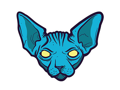 Kitty Cat blue bold design graphic hairless cat illustrator line sphynx vector