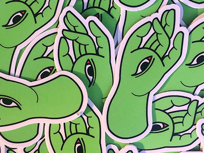 Mudra Stickers buddha design eye green hand mudra sticker strange tara witchy yoga yogi