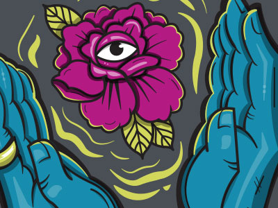 Flower advertising design detroit flash flower hands illustration tattoo vector