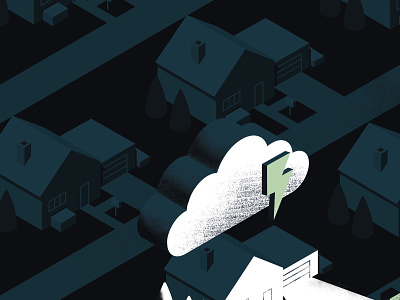 Moody Blues gig poster gloomy lightning storm suburbia tgts vector vector illustration wip