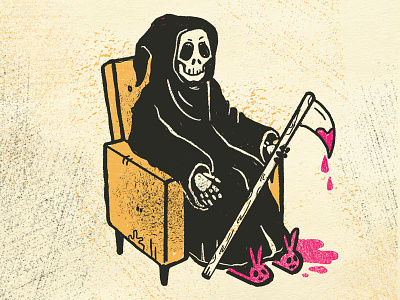 Just Chillin chillin gig poster grim illustration reaper skeleton texture wip