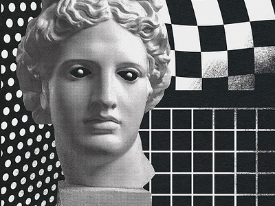 Poster WIP black and white collage design gig poster pattern poster statue