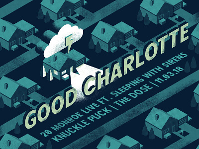 Good Charlotte Gig Poster design emo gig poster gloomy good charlotte house isometric vector