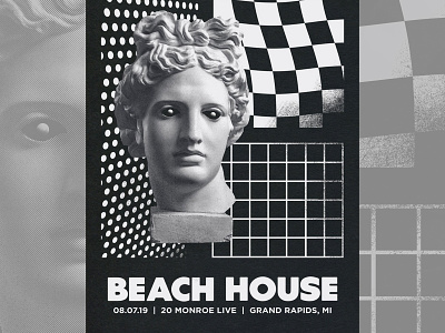 Beach House Gig Poster 20 monroe live band beach house black and white design gig poster music