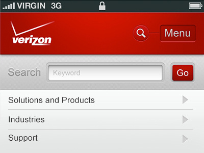 Mobile Site app button header iphone menu mobile navigation search ui