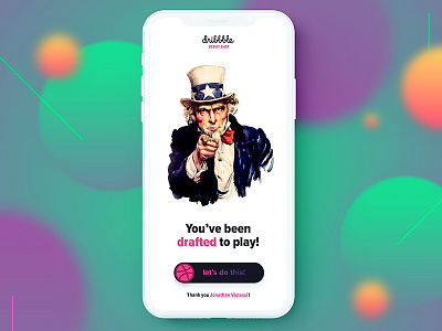 Debut app basketball blur colorful debut drafted invite shapes slide button ui uncle sam ux