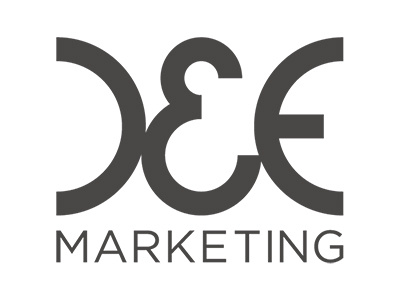 D&E logo chic karmann ghia logo marketing firm retro warm gray