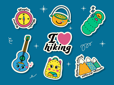 Hiking stickers for a travel agency