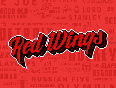 Red Wings Script branding design detroit hand lettering hockey illustration logomark logotype michigan sports sports logo text wordmark