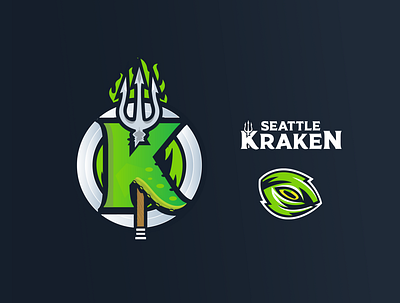 Seattle Kraken branding emblem espn eye green hockey hockey logo kraken logomark nhl seattle sports design storm trident uniform washington state wordmark