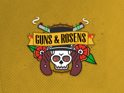 Guns & Rosens Logo fire flowers gnr guitar guns guns and roses rock and roll skull vines