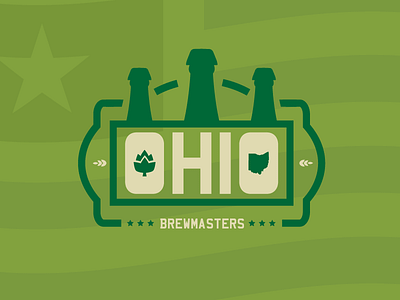 Ohio Brewmasters america bottles brew brewery columbus craft beer emblem green hops illustration ohio state