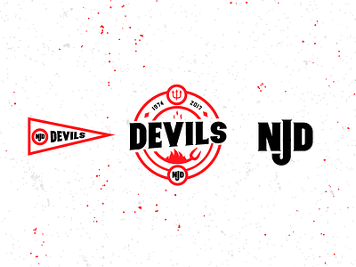 The Devils are good again right? apparel devil emblem fire flag hockey illustration monogram nhl penant retro trident
