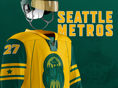 Seattle Metros NHL Expansion Team Jersey Concept hockey illustration jersey design monogram nhl seattle sports logo sports logos