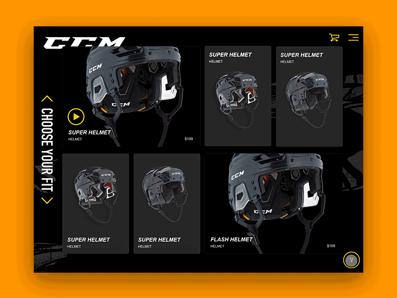 CCM Web Interface ecommerce hockey menu nhl prototype uiux user experience web store