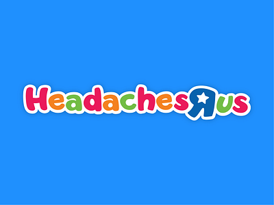 Headaches R Us blue design design humor designers funny funny signs illustration kids logo logo alphabet toys toysrus typography
