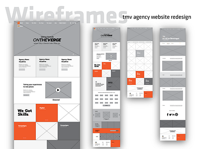 TMV Agency Website Wireframes advertising agency website component design component library design interaction interface landing page research uiux wireframes work page