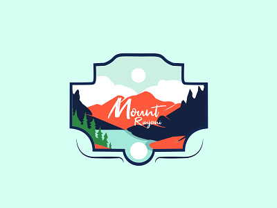 Rinjani Mount adventure badge branding design illustration line art logo mount mountain retro sketch vector