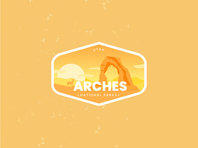 Arches National Park 3d animation arches badge branding design flat illustration line art logo nationalparks retro sticker ui vector