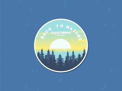 California Nature adobe badge blue branding design flat graphic design illustration line art logo nature retro summer ui vector