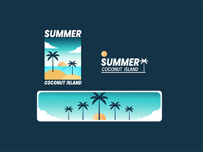 Summer Coconut 3d adventure logo animation badge branding coconut design flat graphic design illustration island line art logo motion graphics retro sea summer tshirt ui vector