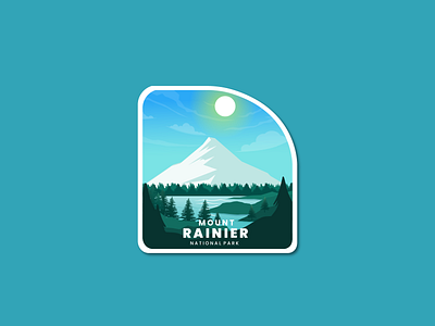 Rainier Mount 3d adventure logo animation badge branding christmas day design flat graphic design illustration line art logo motion graphics mountain retro sea summer tree ui vector