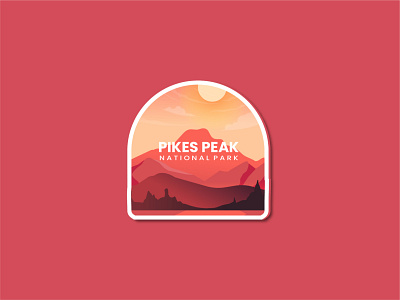 Pikes Peak National Park 3d adventure logo animation badge branding design flat graphic design illustration line art logo motion graphics moutain national park retro sketch summer ui usa vector