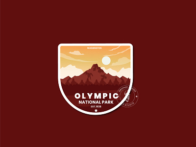 Olympic National Park 3d adventure animation badge branding design flat graphic design illustration line art logo motion graphics mountain national park retro sketch summer ui usa vector