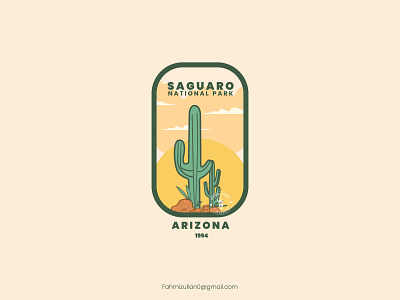 Saguaro National Park 3d badge branding design flat google graphic design illustration line art logo maountain motion graphics national park retro sale summer vector