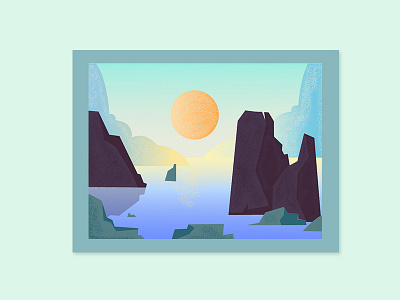 Moutain Sea adventure badge design flat illustration line art mountain retro sea simple sketch summer ui vector