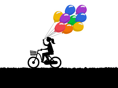Vector Bicycle with Balloons fly