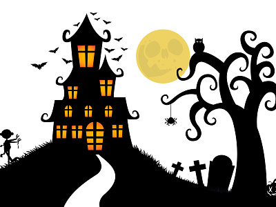 Creepy Halloween background with ghost template
