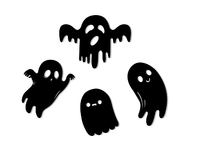 Halloween Scary ghosts vector set.