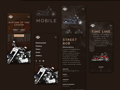 Mobile design for Harley Davidson bikes adobe bikes design figma graphic design ui ux web webdesign xd