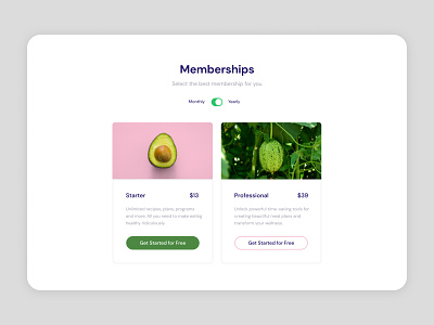 Memberships page UI Design