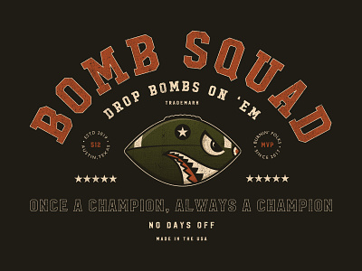 Bombsquad atx bomb bombsaway football football logo footballer type vintage