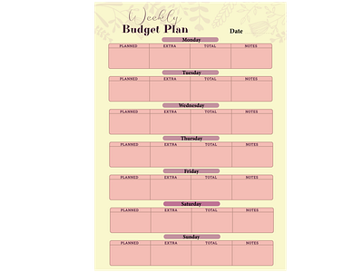 Weekly Budget Plan design graphic design illustration