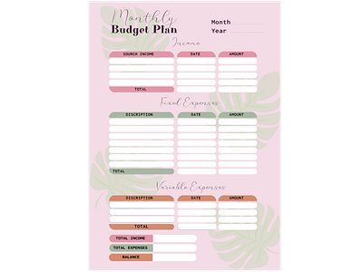 Monthly Budget Plan app design graphic design illustration typography