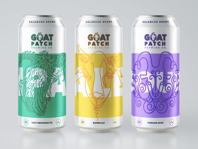 Goat Patch Can Comps beer beer art beer branding beer can branding brewery design goat goat logo iconography identity illustration logo