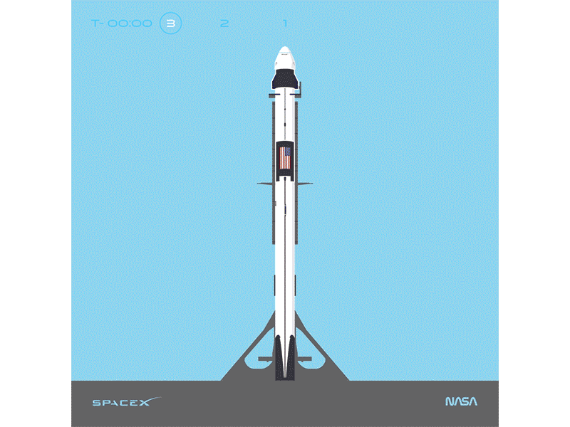 SpaceX Dragon Crew Launch crew dragon falcon 9 nasa space space station spaceship spacex stars thick lines