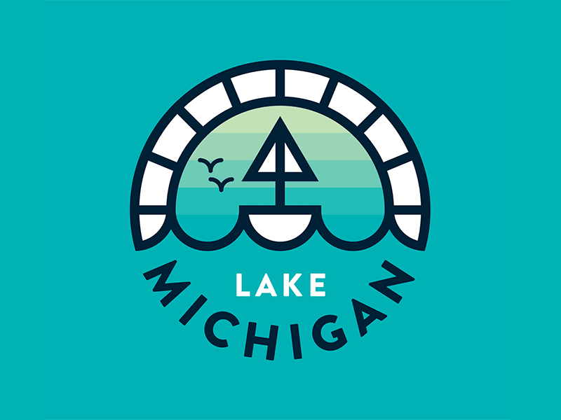 Ocean & Sea | Daydream 167: The Great Lakes icon iconography lake lake michigan michigan nautical sail sailboat sailing sunrise thick lines waves