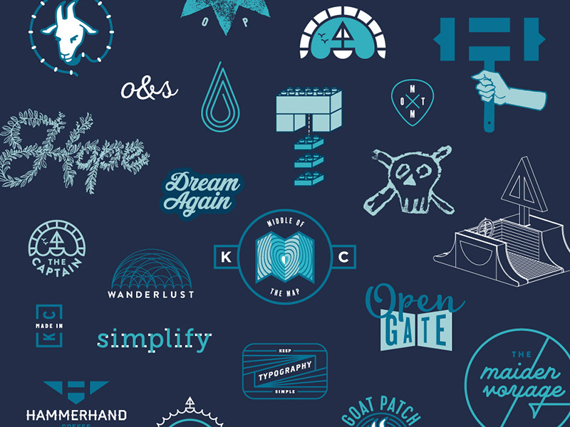 2016 Branding Works goat legos sailboat ocean and sea captain hammer skulls iconography typography branding design logo